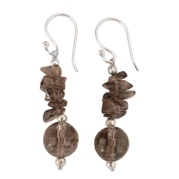 Alternate image for Smoky quartz dangle earrings Mumbai Mist
