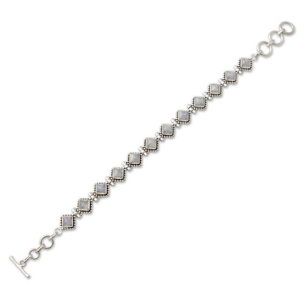 Alternate image for Handcrafted Rainbow Moonstone India Silver Tennis Bracelet Misty Diamonds
