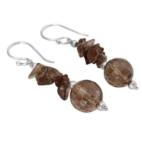 Alternate image for Smoky quartz dangle earrings Mumbai Mist