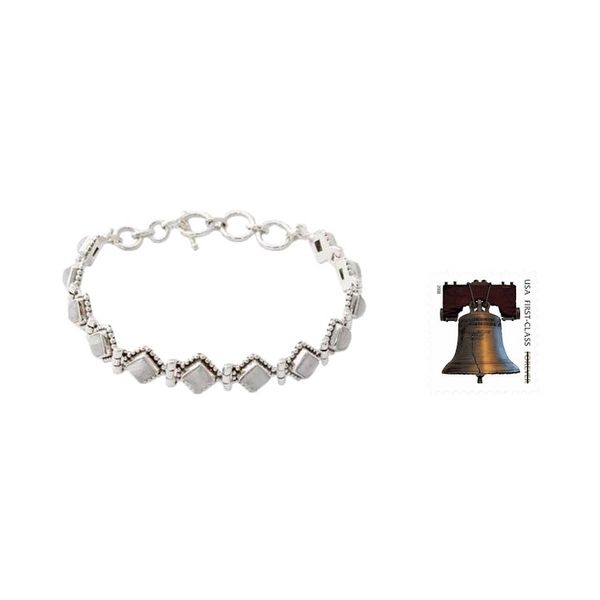 Alternate image for Handcrafted Rainbow Moonstone India Silver Tennis Bracelet Misty Diamonds
