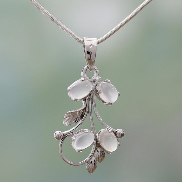 Alternate image for Sterling Silver Pendant Moonstone Necklace Artisan Jewelry Moon Goddess