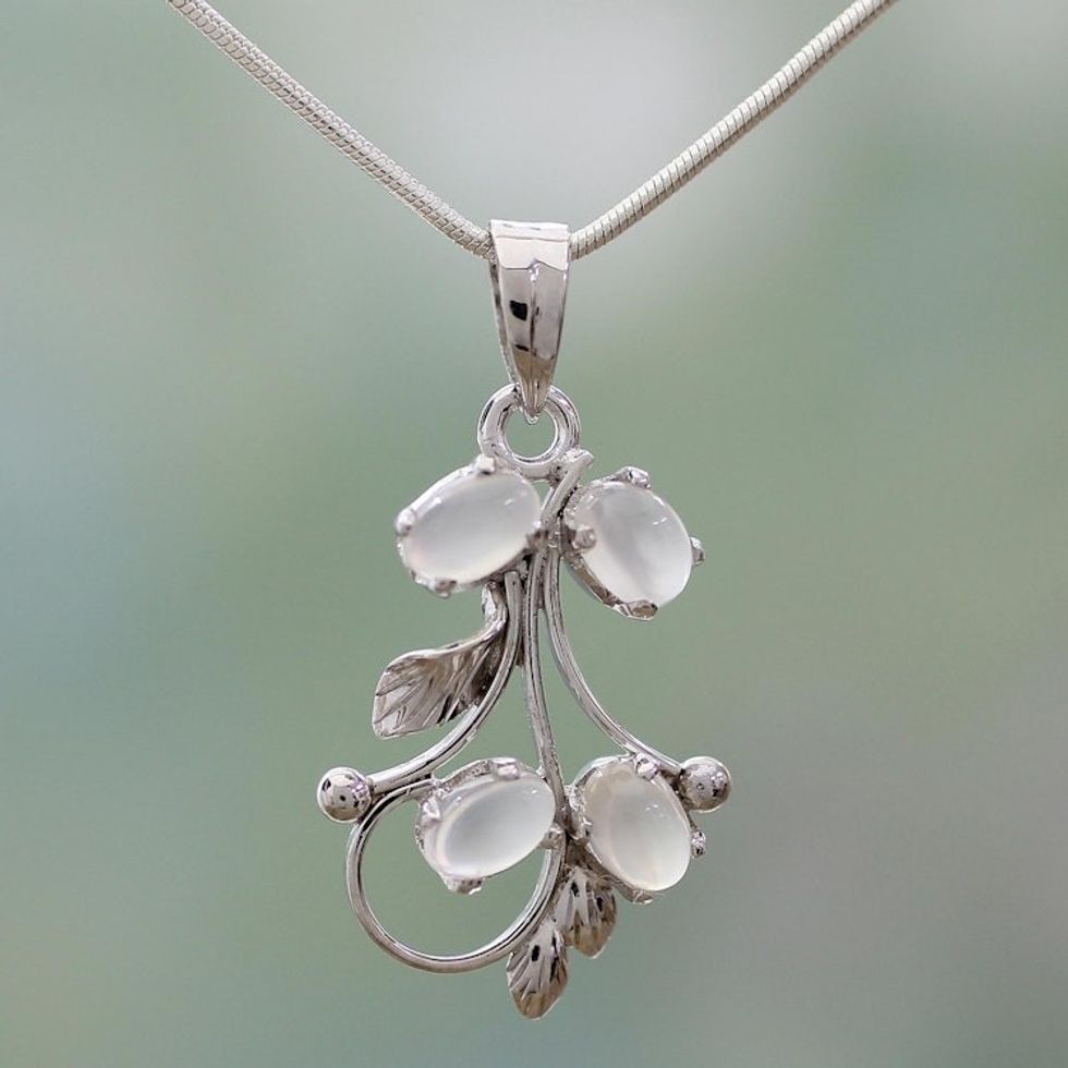 Sterling Silver Pendant Moonstone Necklace Artisan Jewelry 'Moon Goddess'