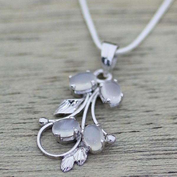 Alternate image for Sterling Silver Pendant Moonstone Necklace Artisan Jewelry Moon Goddess