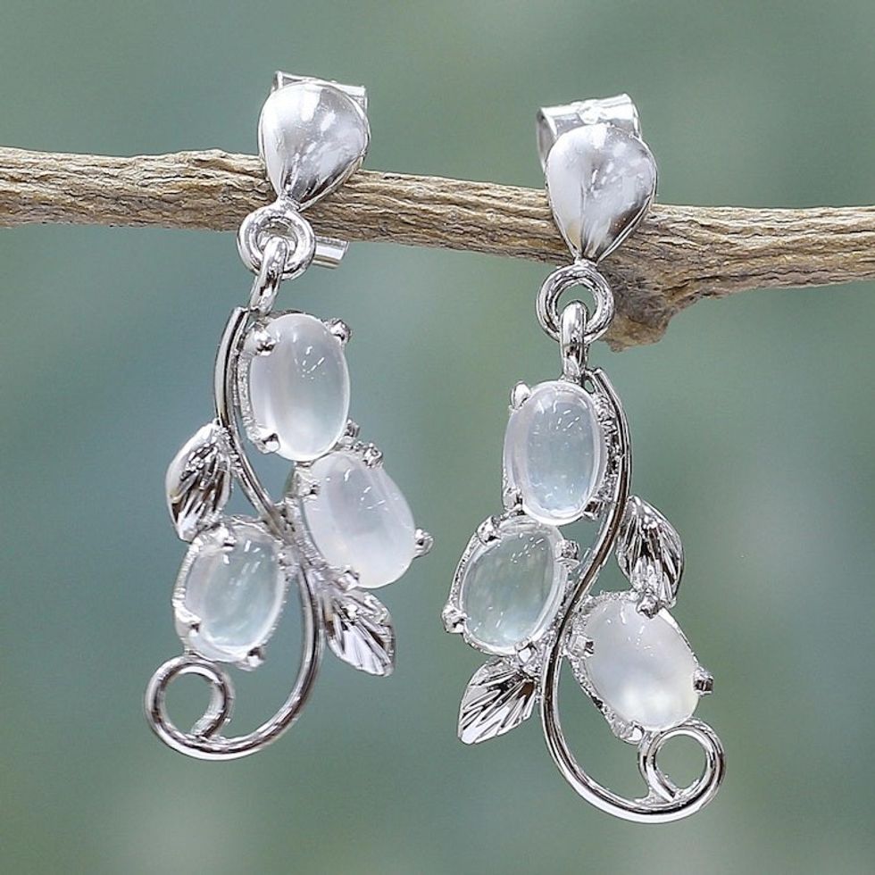 Sterling Silver Earrings Moonstone Earrings Artisan Jewelry 'Shining Cloud'