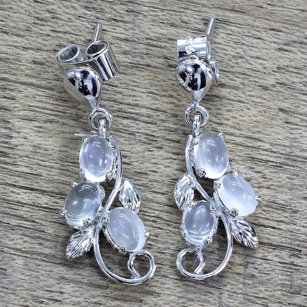 Alternate image for Sterling Silver Earrings Moonstone Earrings Artisan Jewelry Shining Cloud
