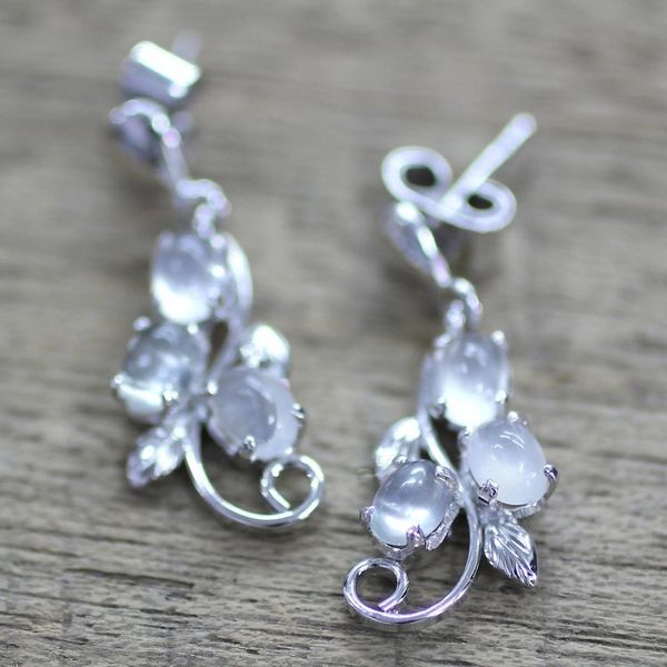 Alternate image for Sterling Silver Earrings Moonstone Earrings Artisan Jewelry Shining Cloud