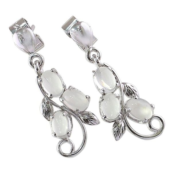 Alternate image for Sterling Silver Earrings Moonstone Earrings Artisan Jewelry Shining Cloud