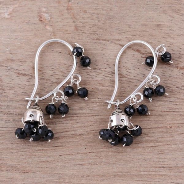 Alternate image for Faceted Onyx Chandelier Earrings from India Music