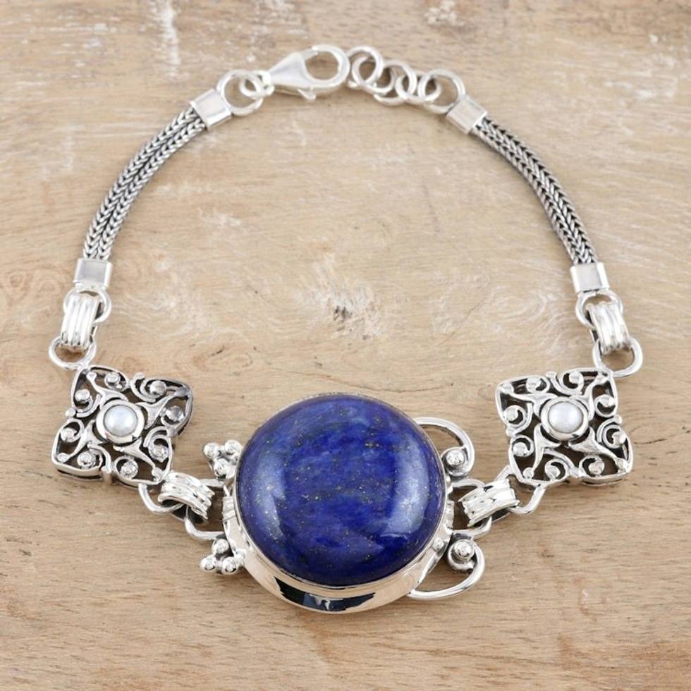 Sterling Silver and Lapis Lazuli Bracelet 'India Sky'