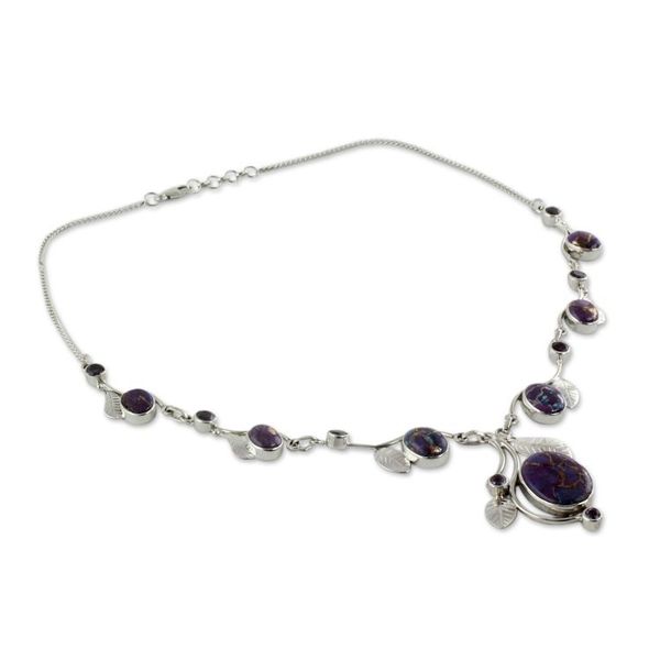 Alternate image for Purple Turquoise and Amethyst Handmade Necklace from India Dew Blossom