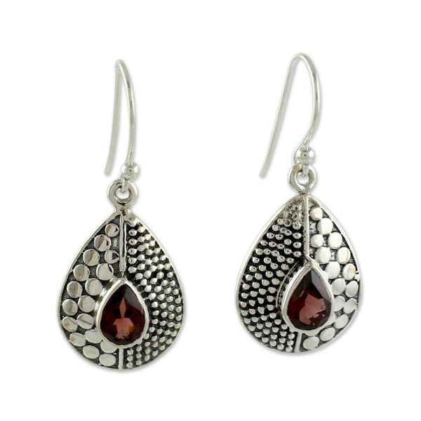 Alternate image for Sterling Silver and Garnet Dangle Earrings from India Scarlet Fusion
