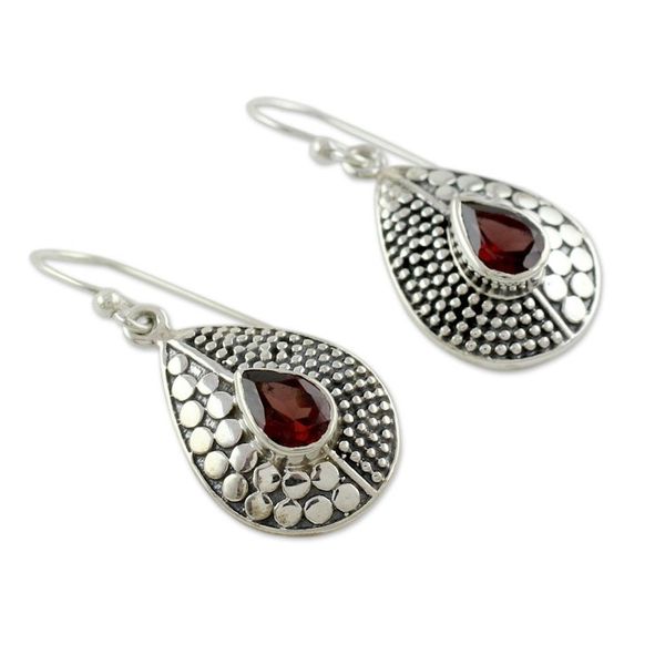 Alternate image for Sterling Silver and Garnet Dangle Earrings from India Scarlet Fusion
