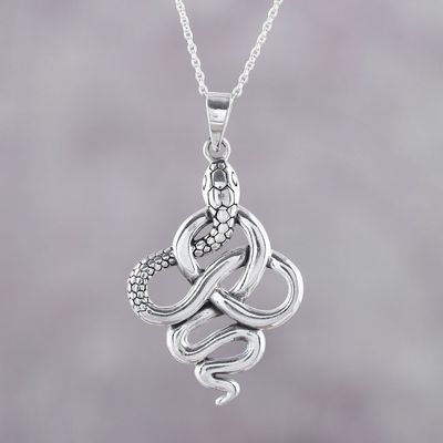 Alternate image for Handcrafted Sterling Silver Snake Pendant Necklace Sensational Serpent