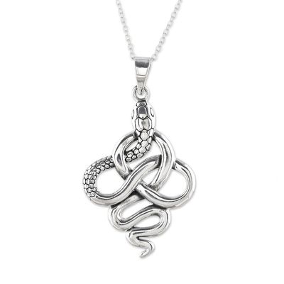 Alternate image for Handcrafted Sterling Silver Snake Pendant Necklace Sensational Serpent
