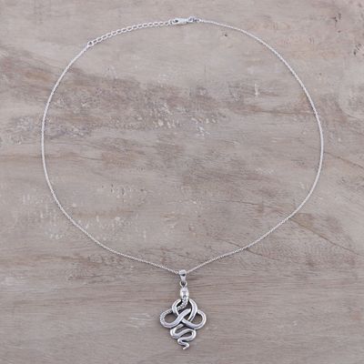 Alternate image for Handcrafted Sterling Silver Snake Pendant Necklace Sensational Serpent