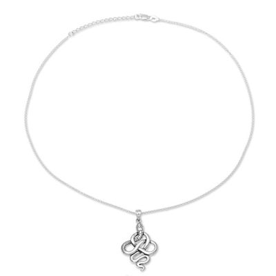 Alternate image for Handcrafted Sterling Silver Snake Pendant Necklace Sensational Serpent