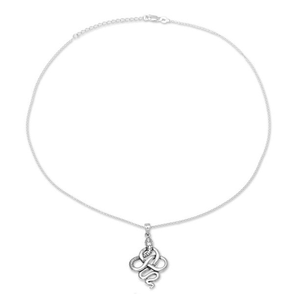 Alternate image for Handcrafted Sterling Silver Snake Pendant Necklace Sensational Serpent