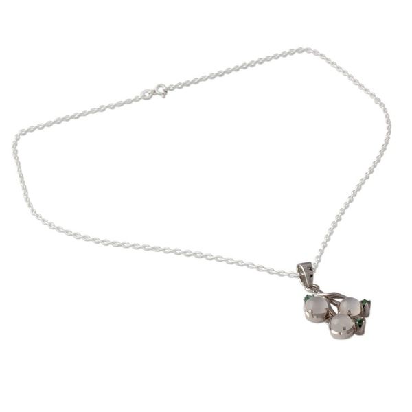 Alternate image for Moonstone and Emerald Necklace on Sterling Silver Moon Enchantment