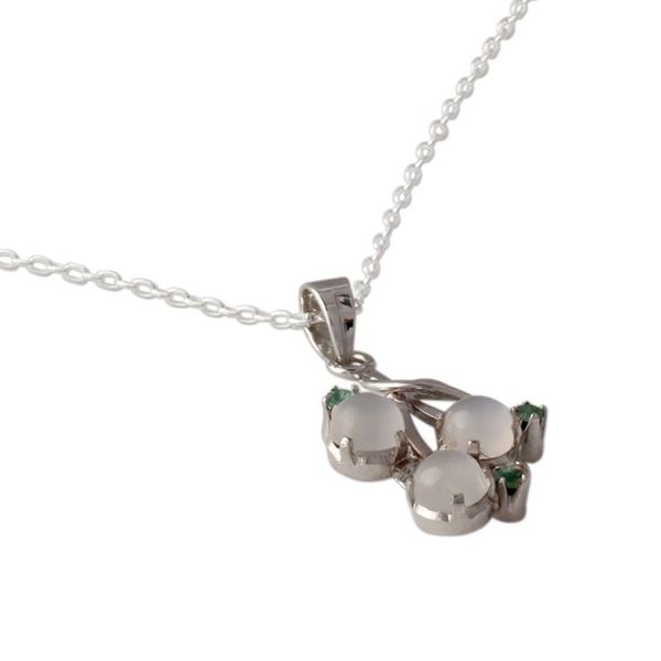 Alternate image for Moonstone and Emerald Necklace on Sterling Silver Moon Enchantment