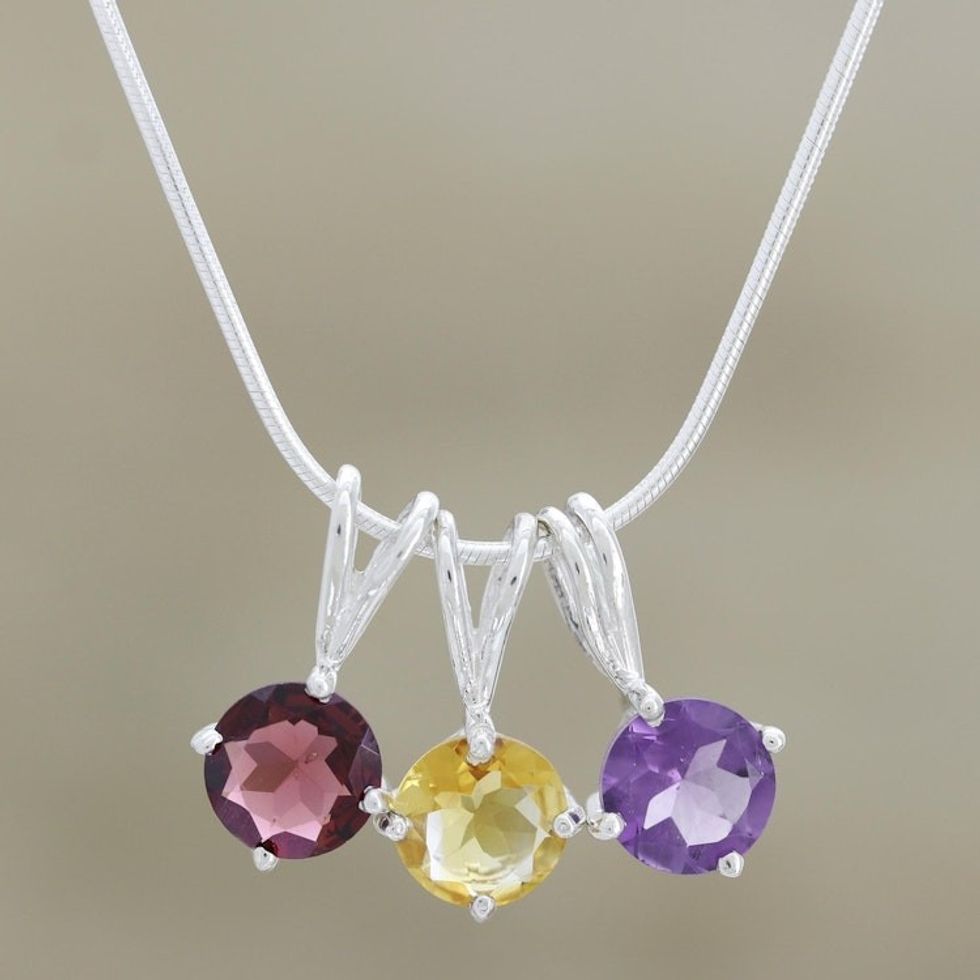 Multigem Pendant Necklace from India 'Festive India'