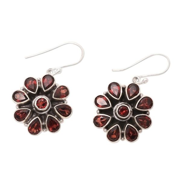 Alternate image for Circular 8.5-Carat Garnet Dangle Earrings from India Floral Glitter