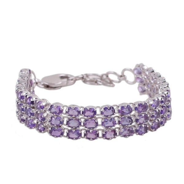 Alternate image for Amethyst and Rhodium Plated Silver Link Bracelet from India Lavender Sparkle