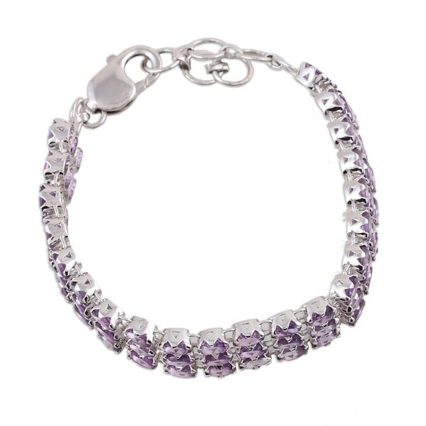 Alternate image for Amethyst and Rhodium Plated Silver Link Bracelet from India Lavender Sparkle