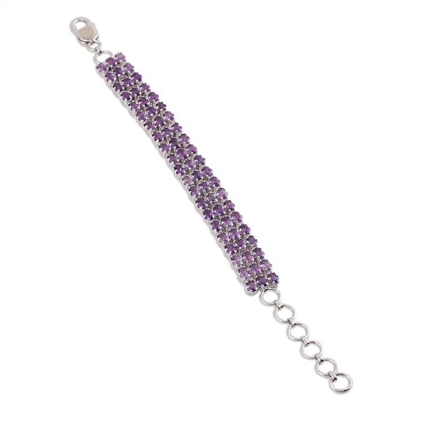 Alternate image for Amethyst and Rhodium Plated Silver Link Bracelet from India Lavender Sparkle
