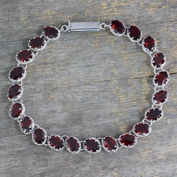 Alternate image for Garnet 21 Carat Tennis Bracelet in Sterling Silver Scarlet Radiance