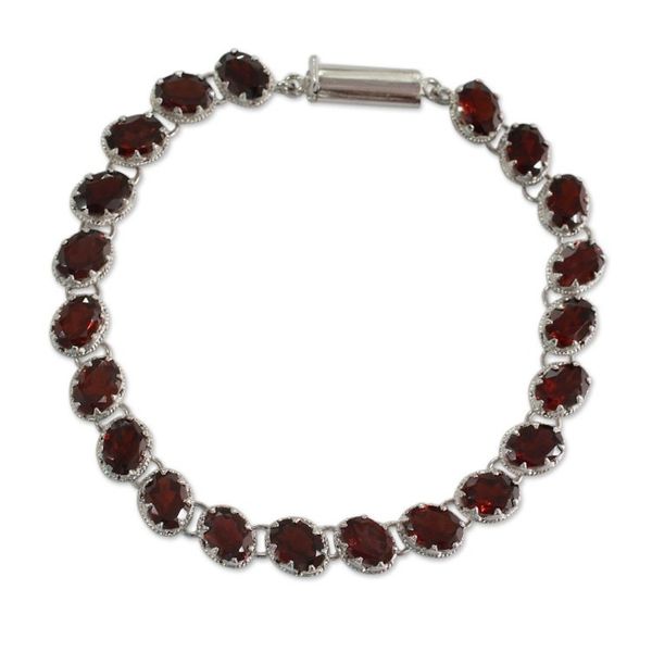 Alternate image for Garnet 21 Carat Tennis Bracelet in Sterling Silver Scarlet Radiance