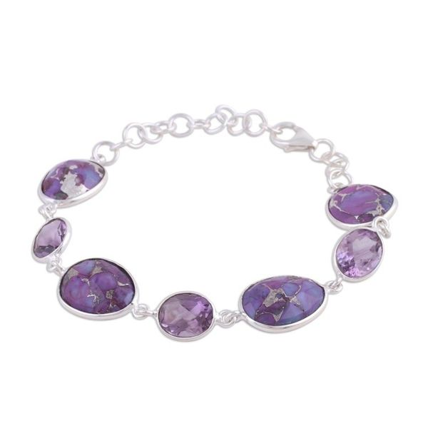 Alternate image for Amethyst and Purple Turquoise Bracelet from India Gleaming Lilac