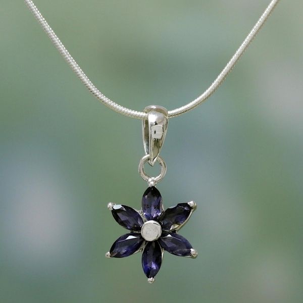 Alternate image for Floral Jewelry Iolite and Sterling Silver Necklace Ocean Daisy