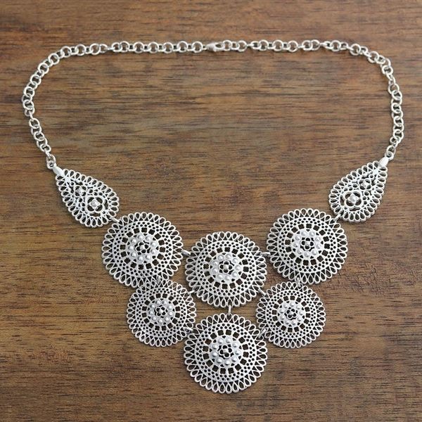 Alternate image for Sterling Silver Medallion Statement Necklace from India Regal Medallions