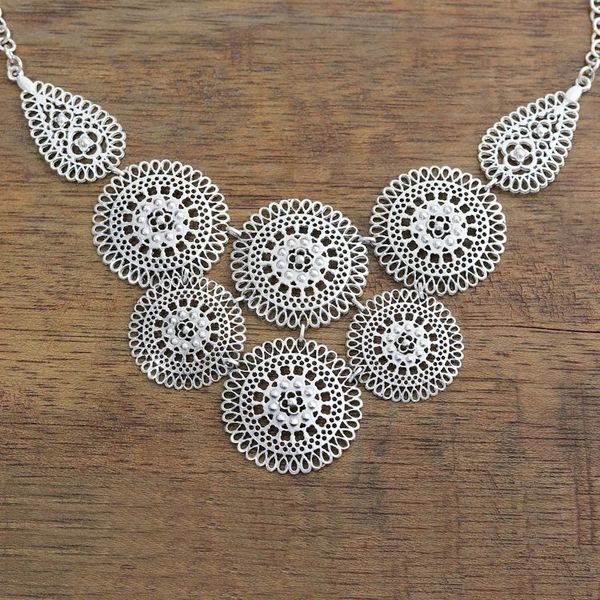 Alternate image for Sterling Silver Medallion Statement Necklace from India Regal Medallions