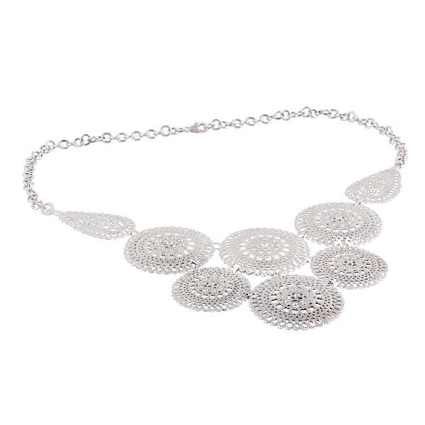 Alternate image for Sterling Silver Medallion Statement Necklace from India Regal Medallions