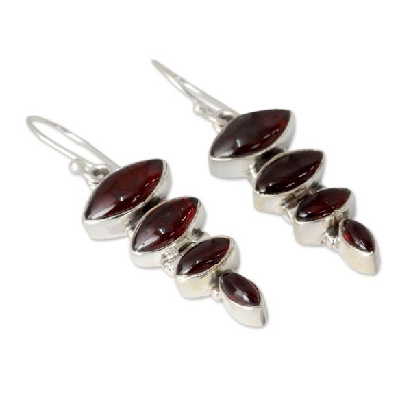 Alternate image for Garnet Cabochon Dangle Earrings Set in Sterling Silver Romantic Quartet