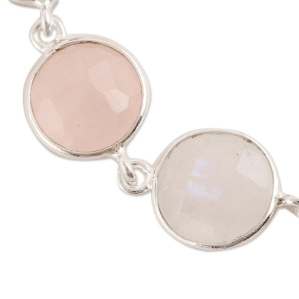 Alternate image for 24-Carat Multi-Gemstone Link Bracelet in Pink from India Soft Round Glitter
