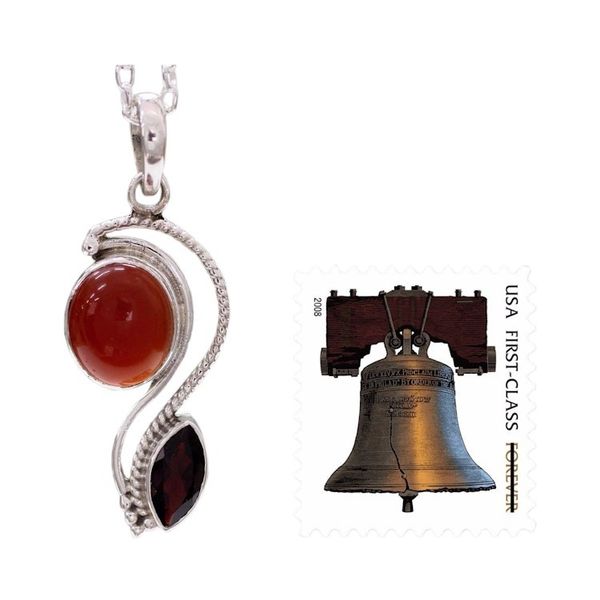 Alternate image for India Modern Handcrafted Carnelian and Garnet Necklace Colorful Curves