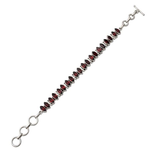 Alternate image for Garnet and Silver Tennis Bracelet Handcrafted in India Red Marquise