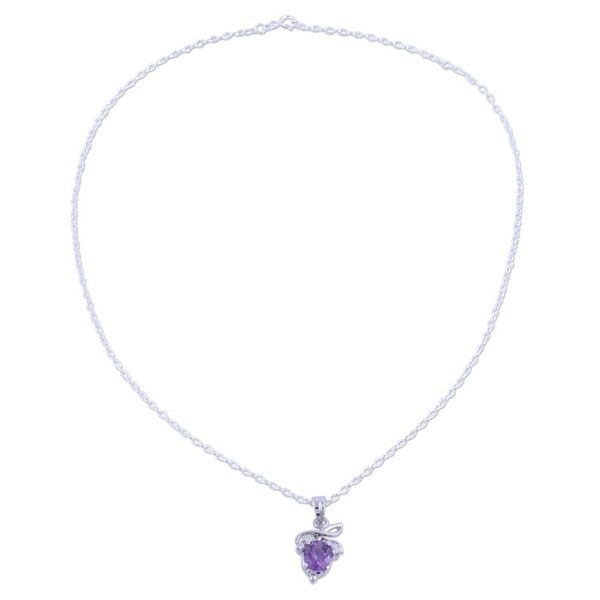 Alternate image for Rhodium Plated Amethyst Fruit Pendant Necklace from India Lilac Fruit