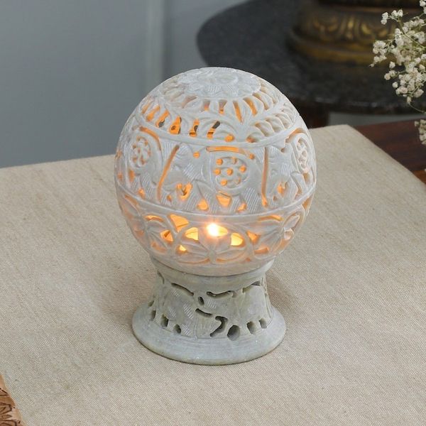 Alternate image for India Hand Carved Soapstone Candle Holder Elephant Parade