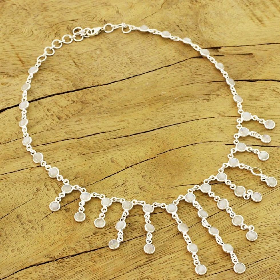 Artisan Jewelry Sterling Silver Choker Moonstone Necklace 'Radiance'
