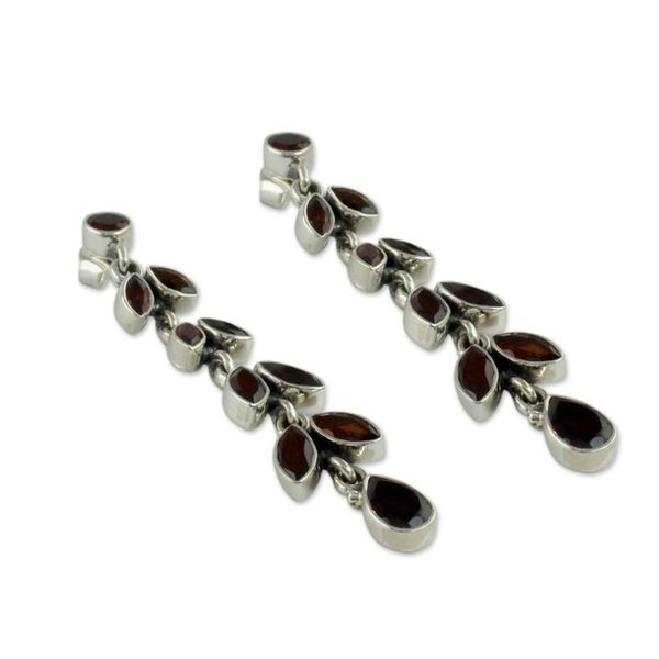 Alternate image for Fair Trade Jewelry Garnet Earrings India Crimson Leaves