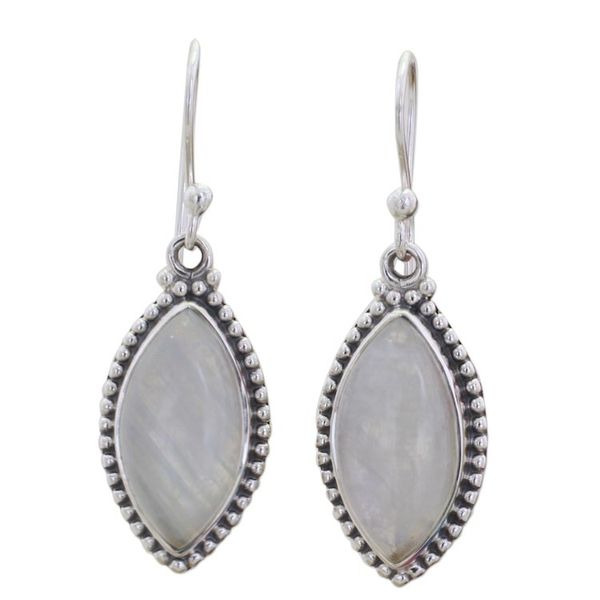 Alternate image for Indian Rainbow Moonstone and Sterling Silver Dangle Earrings Rainbow Windows
