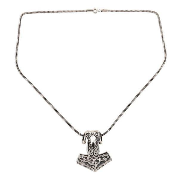Alternate image for Mens Sterling Silver Thors Hammer Pendant Necklace Thor Ram