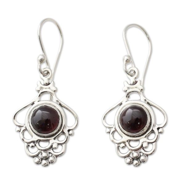 Alternate image for India Artisan Jewelry Sterling Silver and Garnet Earrings Cascading Beauty