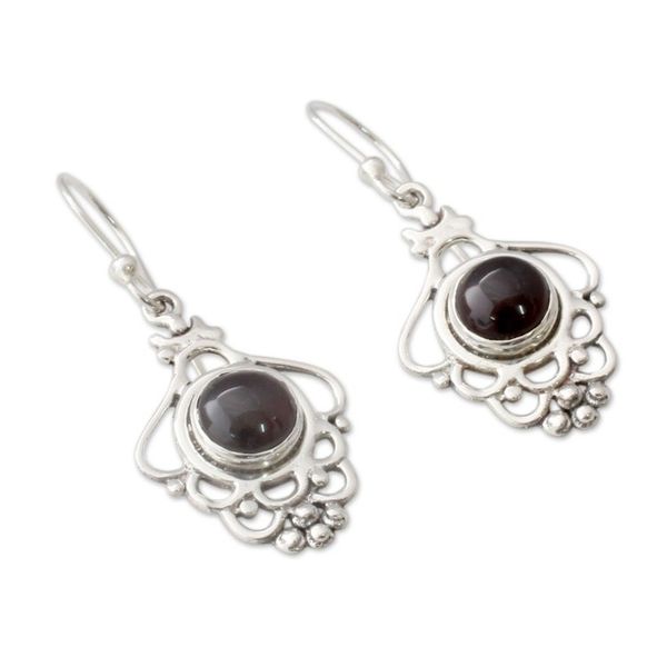 Alternate image for India Artisan Jewelry Sterling Silver and Garnet Earrings Cascading Beauty