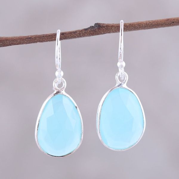 Alternate image for 12-Carat Blue Chalcedony Dangle Earrings from India Radiant Sea
