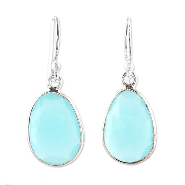 Alternate image for 12-Carat Blue Chalcedony Dangle Earrings from India Radiant Sea