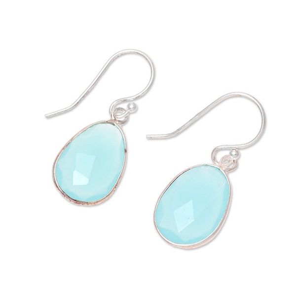 Alternate image for 12-Carat Blue Chalcedony Dangle Earrings from India Radiant Sea